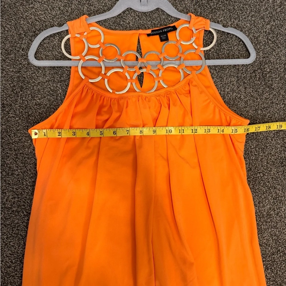Boston Proper Orange Gold Ring Design Pullover Summer Dress size XS Knee length - Picture 10 of 11